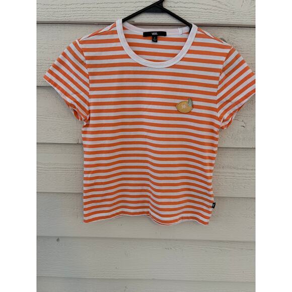 Vans Orange & White Striped Lemon Patch Tee Small - Picture 3 of 7